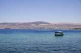 the water across the Gulf of Aqaba is especially blue today