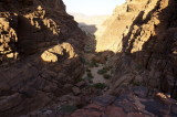 this notch carries water into the far valley during heavy rain
