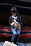 ...while Marla enjoys tea and the company of a friendly cat