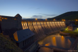 berlauf mit Beleuchtung an der Edertalsperre  -   Overflow and illumination at the Eder Dam