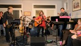 Abby rocks out with the band