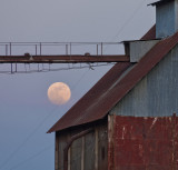 Moonrise Over Old Rusty Cotton Gin