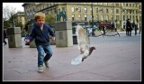 Boy chases Pigeon in Dundee