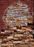 Old bricks and graffiti in vacent lot 