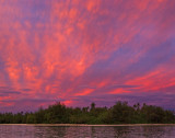 Red sunset over island