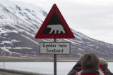 Polar bear warning sign Longyearbyen