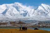 Kirghiz and Mt Kongur, Karakul Lake, Xinjiang, China