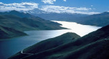 View of the Yamdrok Tso, the Scorpion Lake, from the Kamba La Pass
