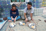 Tanya and Ramin at the Khan Traditional Restaurant in Kashan