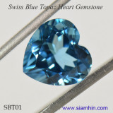 Blue Topaz Heart Gem, A Big 12mm x 12mm Swiss Blue Topaz Gemstone From Siamhin