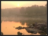 Sunrise on Betwa river. Orchha.