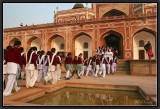 Schoolgirls Visiting Humayuns Tomb. Delhi.