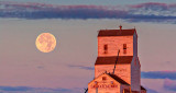 Full Moon & Grain Elevator At Sunrise 16998