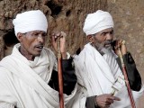 Orthodox Christian priests during a ceremony in Lalibela. Ethiopia.