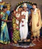 In front of the holy fire; Wedding ceremony in Karnataka, India