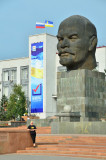 Standing in front of the statue for size comparison