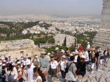 Climbing up the marble stairs to the top of the Acropolis
