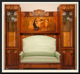 Settee with Cabinets and the marquetry panel La Sanrdana