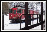 Road blocked by snow so we put the car on the train