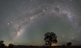 The Milky Way, Mars and Jupiter with green airglow