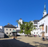 A deserved break in the inner courtyard of Hohensalzburg Fortress