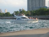 Cruiser coming into the harbor from Lake Michigan