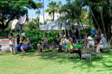 Parishioners and visitors together at the repast