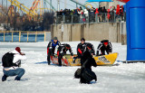 Course en canot  glace de Montral