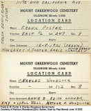 Burial Cards for Charles Woodcock & Frank Edwin Morgan Foster