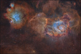 Messier 8 and friends in Hubble color mapping