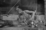 Naga Sadhu blowing 2 bw.jpg