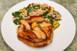 Pork Chops with Plums & Swiss Chard