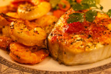 Halibut and prawns