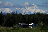 Camping in Gustavus, AK - Fairweather Mountain Range in the distance