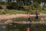 Crossing the Sand River to step into Tanzania from Kenya :)