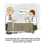 Restaurant - Jokes about programmers, web development, and web browsers