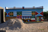 Colorful house with decorations including the Somaliland flag