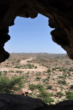 View through the opening of one of the deeper caves at Laas Geel