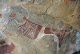 Rock art painting of a decorated cow, Laas Geel