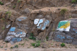 Roadside graffiti, some of which is election related