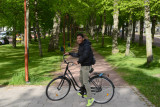 Dennis cycling with me in Mariehamn, land