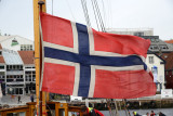 Norwegian flag blowing in the wind, Stavanger