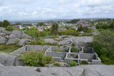 Remains of an above-ground building among the bluffs of the German fortifications 