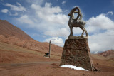 Marco Polo sheep on a pedestal at the Kyrgyz-Tajik border
