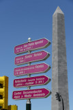 Obelisco Europa with signs to nearby churches