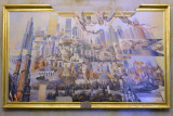 Large painting of the architectural landmarks of Warsaw, Palace of Culture and Science
