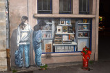 Mural of a bookshop window, Fresque des Lyonnais