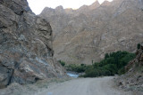 Back to bumpy dirt in this narrow section along the Panj River south of Khorog