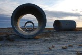 Three of the four Sun Tunnels in the morning