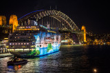 Pacific Pearl moored in Sydney Harbour during Vivid Festival